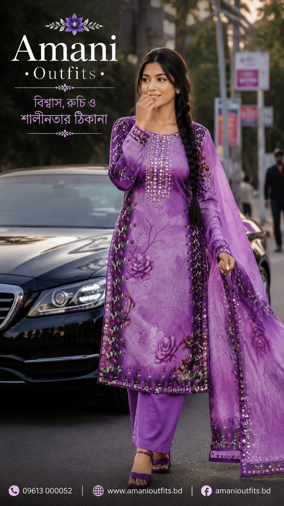 এক্সক্লুসিভ পার্পল-লাইলাক থ্রি-পিচ