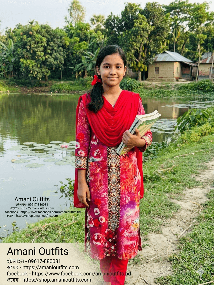 প্রিমিয়াম ম্যাজেন্টা ফুলেল আনস্টিচড থ্রি-পিস