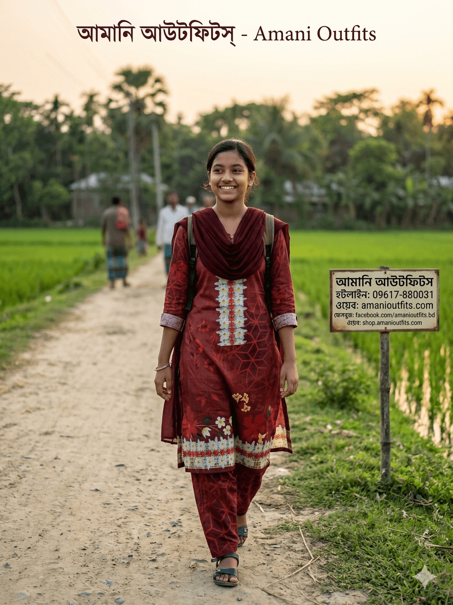 রেড-হোয়াইট ট্র্যাডিশনাল প্রিন্টেড থ্রি-পিচ